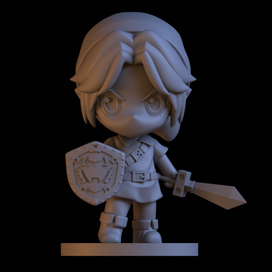 chibi enlace héroe of hora 3d modelo arte zelda heroe hyrule figura ed accion 3D print model - Mito3D