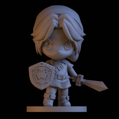 chibi enlace héroe of hora 3d modelo arte zelda heroe hyrule figura ed accion 3d print model - Mito3D