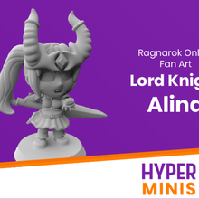 chibi'nin lord knight alina oyun oyuncak aksesuarları kılıç ustası ragnarok online paladin avcı dungeons dragons dnd d&d minyatür mini anime 3d print model - Mito3D
