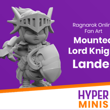chibi lord knight lander ragnarok online fan art game toy accessories spearman spear mounted lancer final fantasy dungeons dragons dnd d&d chocobo miniature mini anime 3d print model - Mito3D