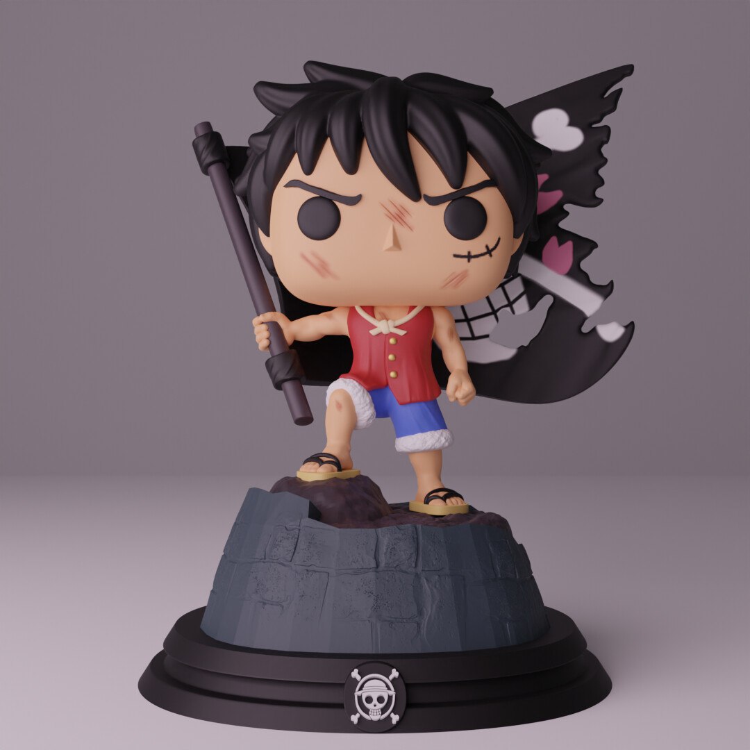 chibi luffy 1 peça 3d modelo stl arquivo impressão anime figura estatueta colecionável impresso macaco d fãs impressora modelos mercadoria brinquedo garota faça 3D print model - Mito3D