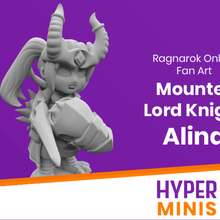 chibi mounted lord knight alina game toy accessories swordsman ragnarok online dungeons dragons dnd d&d miniature mini anime 3d print model - Mito3D