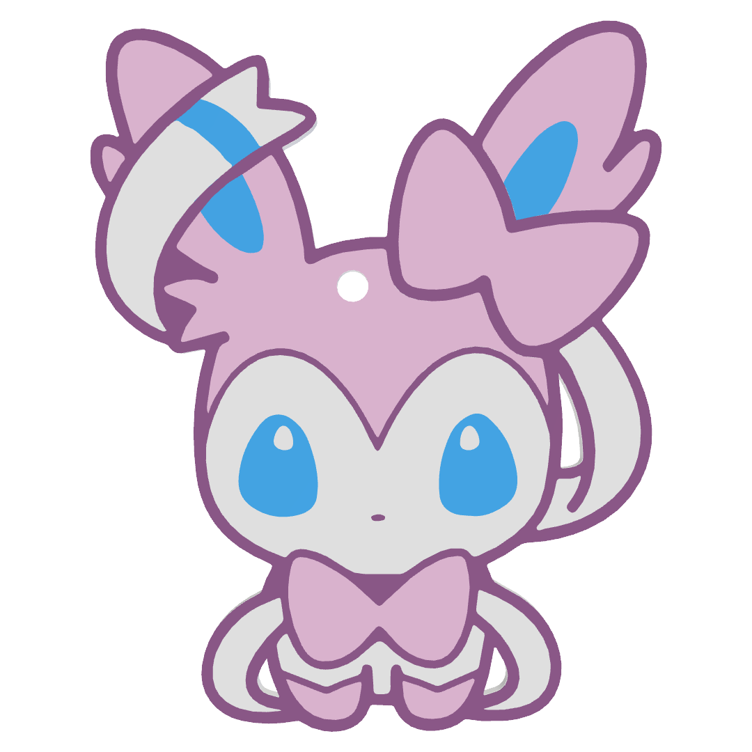 chibi Sylveon porte clés Pokémon Jeux art anime décoration jouets 3D print model - Mito3D