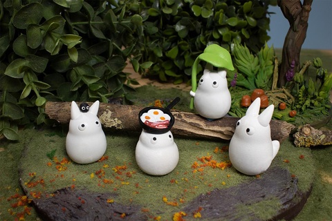 chibi Totoro coleção pacote vizinho brinquedos diorama Susuwatari fritar panela folha 3d print model - Mito3D