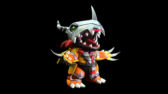 chibi wargreymon digimon digitieren spiel spielzeuge sammlerstück 3dprint abenteuer drachen miniaturen figuren stl 3d print model - Mito3D