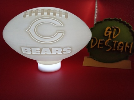chicago bears 3d nfl football tealight reading light party nightlight office kids room art decor man cave shed sports game 3d print model - Mito3D