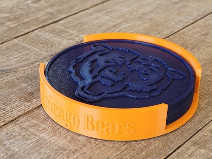 chicago bears coasters holder coaster football nfl drink beer bar mancave table decoration jeep truck vehicle 3d print model - Mito3D