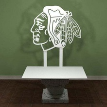 chicago blackhawks logo art signs logos sign puck hockey head hawks go emblem black 3d print model - Mito3D