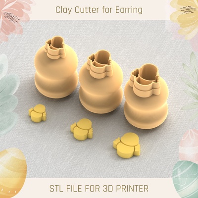 chick easter mini clay cutter tools earring 3d print model - Mito3D