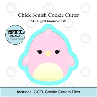 chick squish cookie cutter stl file cutters mallow 3d print model - Mito3D