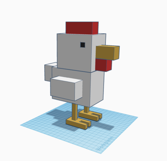chicken pixel art hipster crossy road game videogame play whale gamer 3d print model - Mito3D
