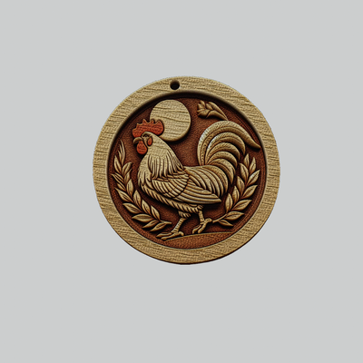 chicken animal medallion art locket pendant bear camel cat cow crocodile deer 3d print model - Mito3D