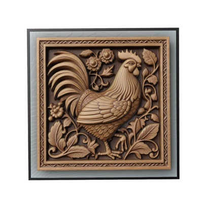 pollo animale sollievo arte animali yeggi mito3d fallimento google ciondoli medaglione animal relief wall art parete 3d print model - Mito3D