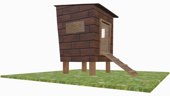 chicken coop cartoon low poly  3d print model - Mito3D