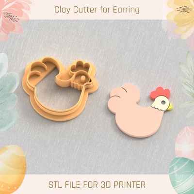 chicken easter polymer clay cutters cutter tools earring egg busket rabbit 3d print model - Mito3D