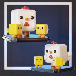 chicken family pop design funko Art 3d model hen chicks farmyard collectibles barnyard cuteness adorable farm animals collectors cute chickens printing theme poultry animal figures chick models farmhouse decor miniatures chickadees 3d print model - Mito3D