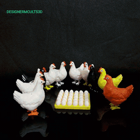 pollo llavero gallina juguete impresión sitio articulación miniatura interesante entretenimiento regalo tendido huevos 3d print model - Mito3D