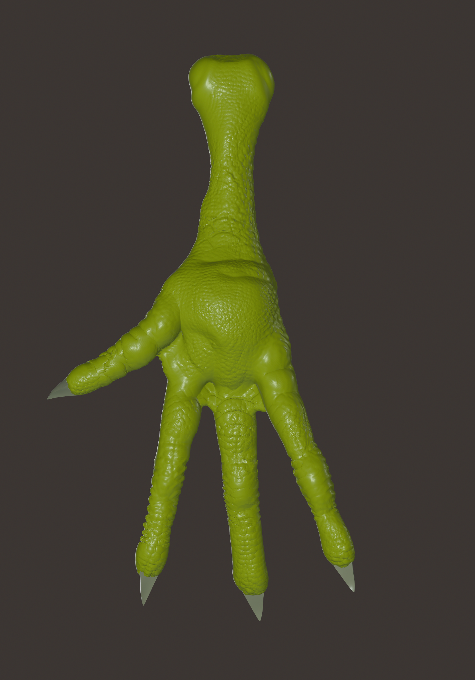 frango perna galo Pato gordura pendente visão traseira espelho enfeite ornamentado unhas 3D print model - Mito3D