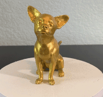 chihuahua dog breed sitting tongue fur hair tail small toy statue cute adorable 3d print model - Mito3D