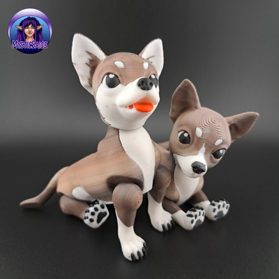 chihuahua articolato cane arte articolando flessibile dimenarsi animale domestico compagno giocattolo cucciolo mistico mysticsage 3d print model - Mito3D