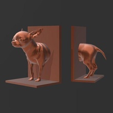 chihuahua dog bookend dog chihuahua book bookend library paper holder stand home shelf design funny animal little cute happy 3d print model - Mito3D