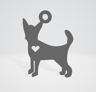 chihuahua cane cuore portachiavi 3d print model - Mito3D