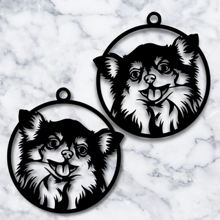 chihuahua earrings jewelry animal long hair dog haired love puppy jewelery jewellery necklace pendant keychain costume holiday party low poly 3d print model - Mito3D