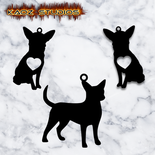 chihuahua earrings necklace set jewelry animal dog teacup toy pack puppy jewelery jewellery pendant keychain bundle holiday party low poly 3d print model - Mito3D