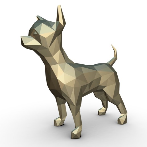 chihuahua figure game dog pup puppy art gift print jewelry lowpoly pendants 3dprint animal decor figurine interior design miniatures sculpture statue toy cartoon papercraft origami 3D print model - Mito3D
