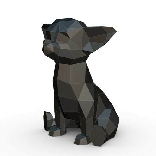 Chihuahua şekil Chihua köpek yavru yavrusu Sanat hediye Yazdır takı düşük poli 3dprint hayvan dekor heykelcik iç tasarım minyatürler heykel oyuncak karikatür kağıt işi Japon katlama sanatı 3D print model - Mito3D