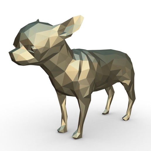 chihuahua figura 2 gioco cane pup cucciolo art regalo di stampa gioielli lowpoly ciondoli 3dprint animale arredamento figurina interni il design miniature la scultura statua giocattolo cartone animato papercraft origami 3D print model - Mito3D