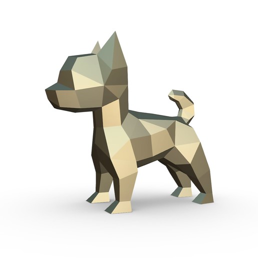 chihuahua figure 3 art dog pup puppy gift print jewelry lowpoly pendants 3dprint animal decor figurine interior design miniatures sculpture statue toy cartoon papercraft origami 3D print model - Mito3D