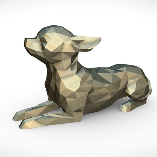 chihuahua lying dog art print lowpoly 3dprint animal miniatures sculpture statue toy 3D print model - Mito3D