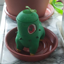 chikorita pot home plants planter flower garden pokemon 3d print model - Mito3D