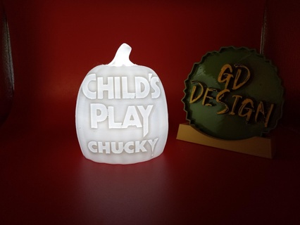 child's play chucky halloween pumpkin light tealight reading party nightlight office kids room art decor man cave shed scary 3d print model - Mito3D
