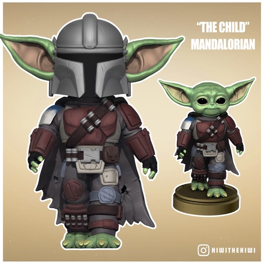 child mandalorian - baby yoda fan art game bebeyoda figure doll series movie film character fanart comic book christmas gift thechild toys cute 3d 3dprint jedi toy games kenobi darth vader skywalker luke empire rebels starwars star wars babyyoda space helmet head funko funkopop 3D print model - Mito3D