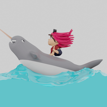 child pirate narwhal game little girl character art toy sculpture thieve animal ocean sea water piracy eye patch kid bay boat 3d print model - Mito3D