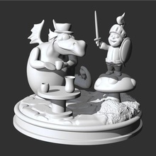 children's dragon warrior diorama coloring toys games fantasy science fiction 3d print model - Mito3D