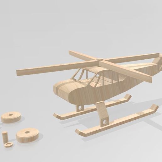 il giocattolo dei bambini elicottero gioco un per di legno chopper l'elicottero 3D print model - Mito3D