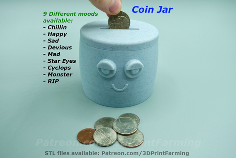 chill buddy coin jar coin jar money jar piggy bank chill buddy 3dprintfarming  3d print model - Mito3D