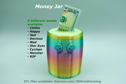 chill buddy money jar coin piggy bank 3dprintfarming stash 3d print model - Mito3D