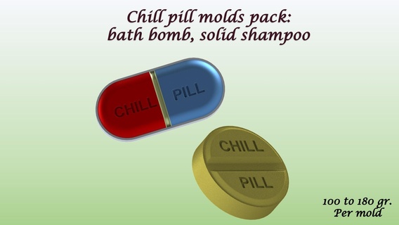 chill pill molds pack bath bomb solid shampoo mould press soothing pk relaxing medication medicine 3d print model - Mito3D