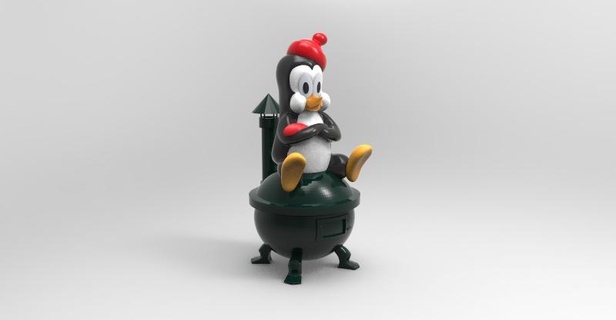 freddo Willy pinguino pentola animale carattere vivace classico neve Ave polare riscaldamento globale 3d print model - Mito3D