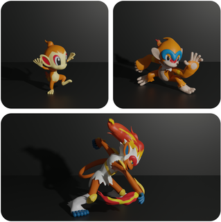 chimcar monferno infernape 3d Stampa modello scimmia fuoco combattimento Pokemon pokedex pokeball mostro cenere Pikachu eevee charizard antipasto 3d print model - Mito3D