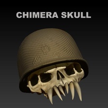 chimera skull Widerstand Kunst Schädel Knochen alien et cranero Helm Fall Militär 3d print model - Mito3D