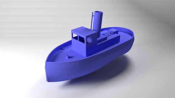 chimney boat - non rc simple ship toys full 3d printed 3d print model - Mito3D