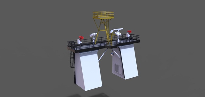 chimney fire monitor nordic model ship erase crane boat rc ofshore vessel dock container 3d print model - Mito3D