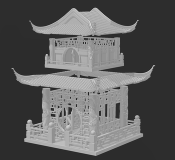 china two storey dragon palvilion 3d print model - Mito3D
