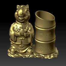 china year rat fortune pen holder 1 tool 3d print model - Mito3D