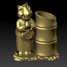 china year rat fortune pen holder 3 tool 3d print model - Mito3D